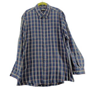 Towncraft Mens Button Up Shirt Multi-Color Size XLT Polyester Blend Plaid